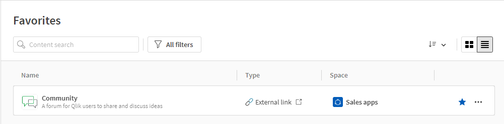 Um link genérico com o nome Comunidade adicionado em um espaço compartilhado.