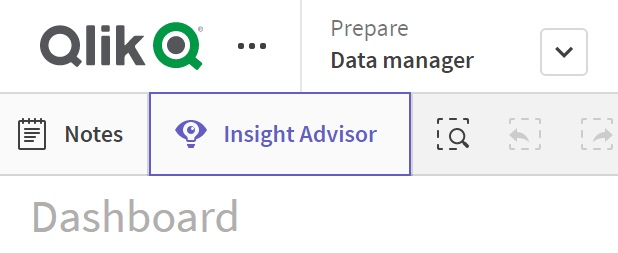 O botão Insight Advisor para abrir o Insight Advisor.
