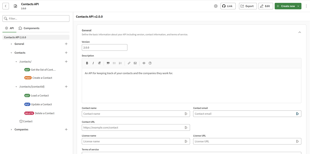 Скриншот Contacts API.