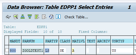 Браузер данных с таблицей EDPP1