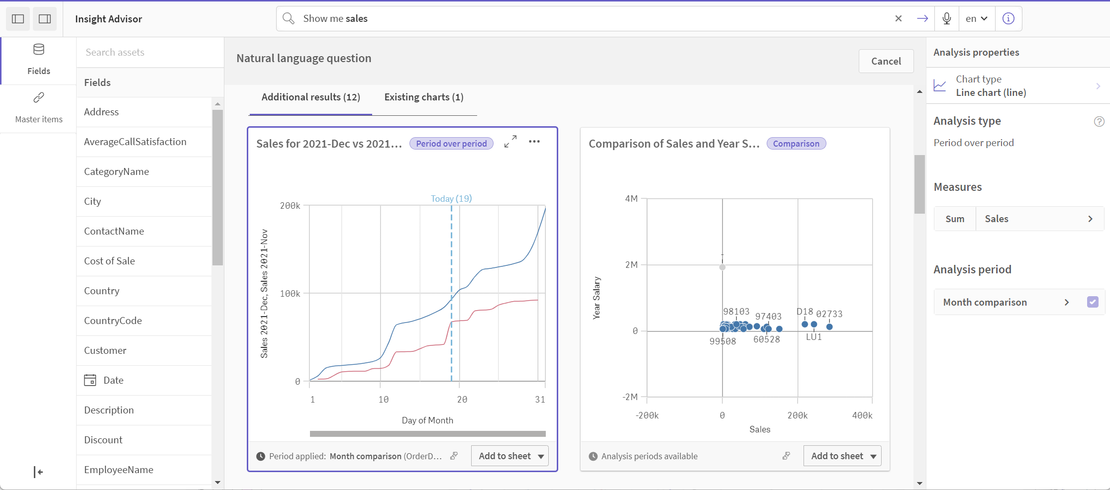 Click to view full size Results for show me sales query