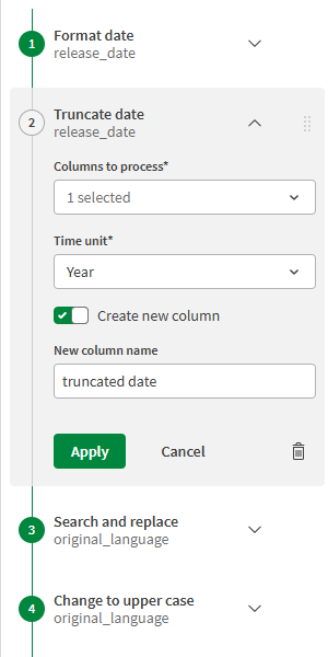 Redigera ett tidigare receptsteg