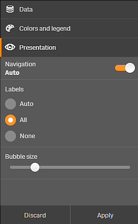 Click to view full size Visual exploration menu with Presentation tab open.