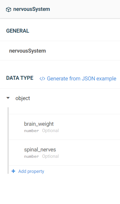 Screenshot des Datentyps nervousSystem.