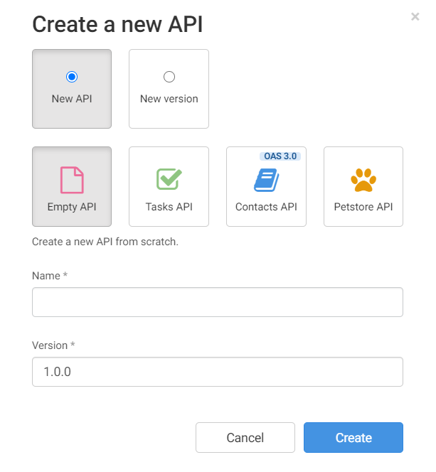 Dialogfeld Create an API (API erstellen).