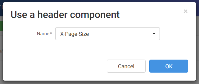 Dialogfenster Use a header component (Header-Komponente verwenden).