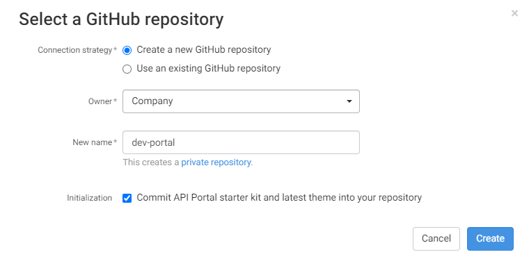 Dialogfeld Select a GitHub repository (GitHub-Repository auswählen).