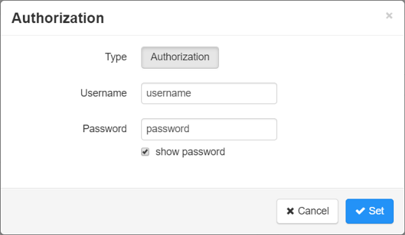 Dialogfeld Authorization (Autorisierung)