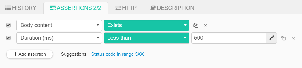 Registerkarte Assertions.