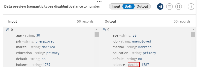 In der Ausgabedagenvorschau ist der Saldo-Datentyp jetzt „double (Doppelwert)“.