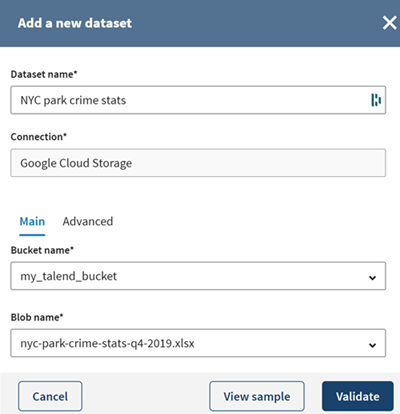 Konfiguration eines neuen Azure Data Lake Storage Gen2-Datensatzes.