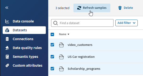 Position der Schaltfläche zur Aktualisierung der Samples („Refresh samples“)