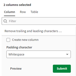 Funktion „Remove trailing and leading characters (Angehängte und führende Zeichen entfernen)“.