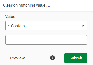 Geöffnetes Menü „Clear on matching value (Bei übereinstimmendem Wert löschen)“