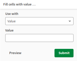 Geöffneter Fensterbereich zum Füllen von Zellen mit Werten („Fill cells with value“)