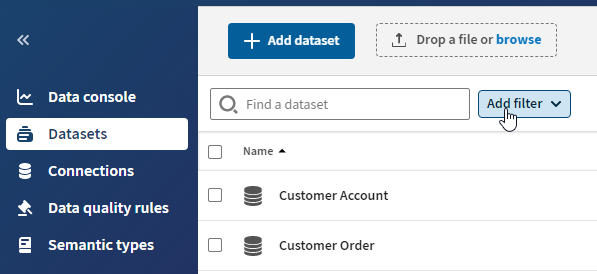 Ausgewählte Option „Add filter (Filter hinzufügen)“