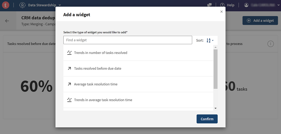 Fenster zum Hinzufügen eines Widgets („Add a widget“)