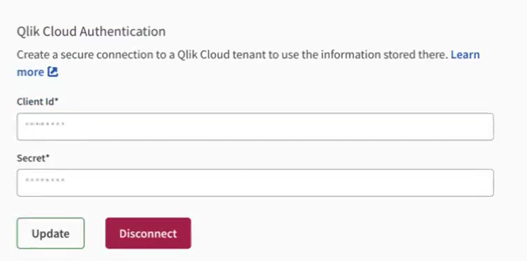 Erfolgreiche Verbindung zum Qlik Cloud-Mandanten.