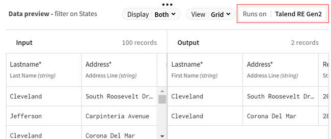 Screenshot der zur Anzeige der Datenvorschau verwendete Engines.