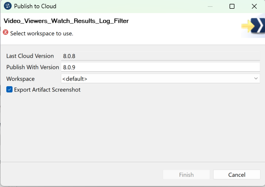 Dialogfeld Publish to Cloud (In Cloud veröffentlichen)