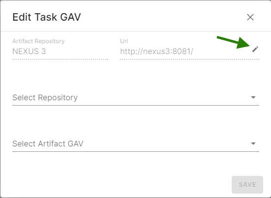 Seite „Edit task GAV (Task-GAV bearbeiten)“ mit hervorgehobenem Stift-Symbol