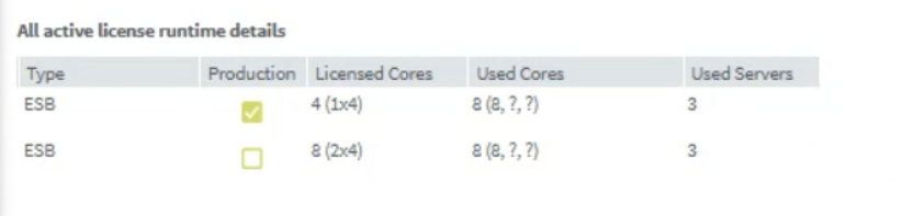 All active license runtime details.