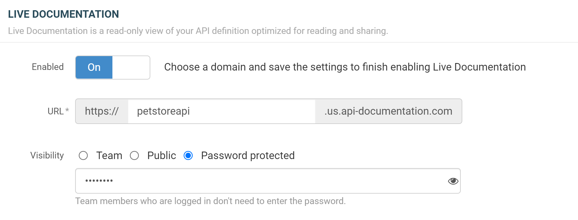 Live documentation configuration.