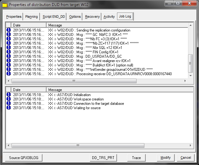 Job log tab | Talend Change Data Capture Reference Guide Help