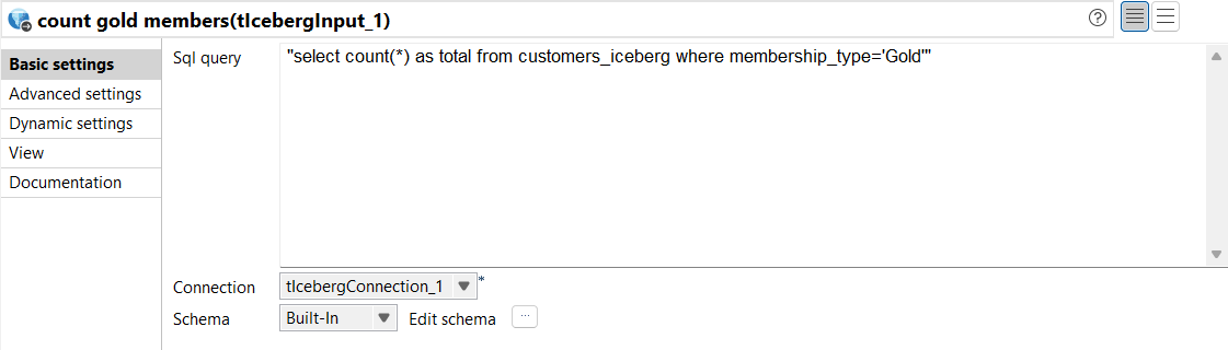 tIcebergInput component properties.