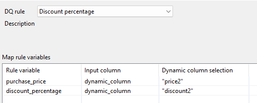 Configuration window to associate the variables.