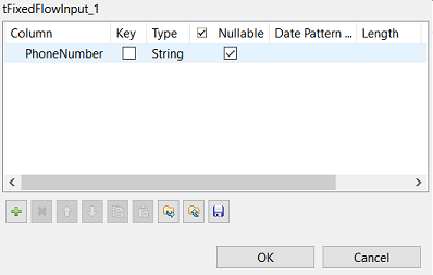 Schema of the tFixedFlowInput component.