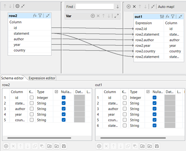 tMap configuration.