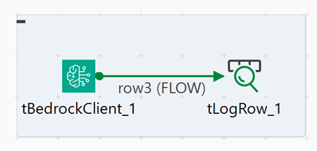 Job design showing tBedrockClient connected to tLogRow.