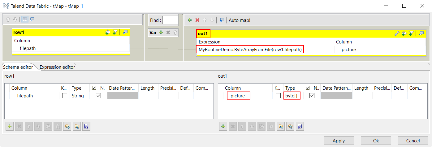 Screenshot of the Schema editor view.