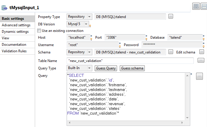 Screenshot of the component basic settings.