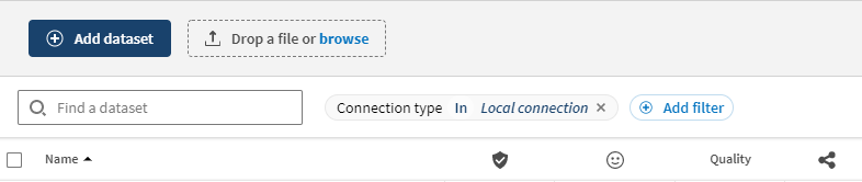 Connection type facet with the value local connection.