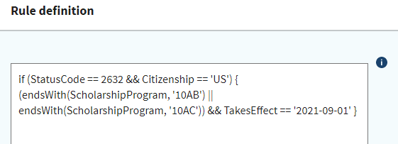 Advanced mode to create a data quality rule.