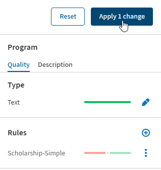Apply 1 change button from the Quality tab.