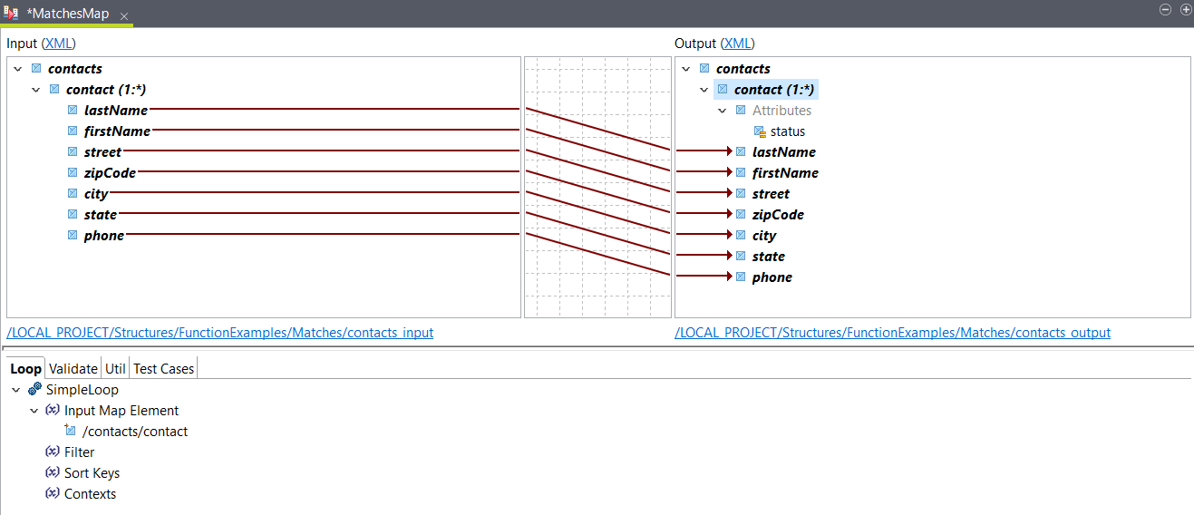 Input element for output map.