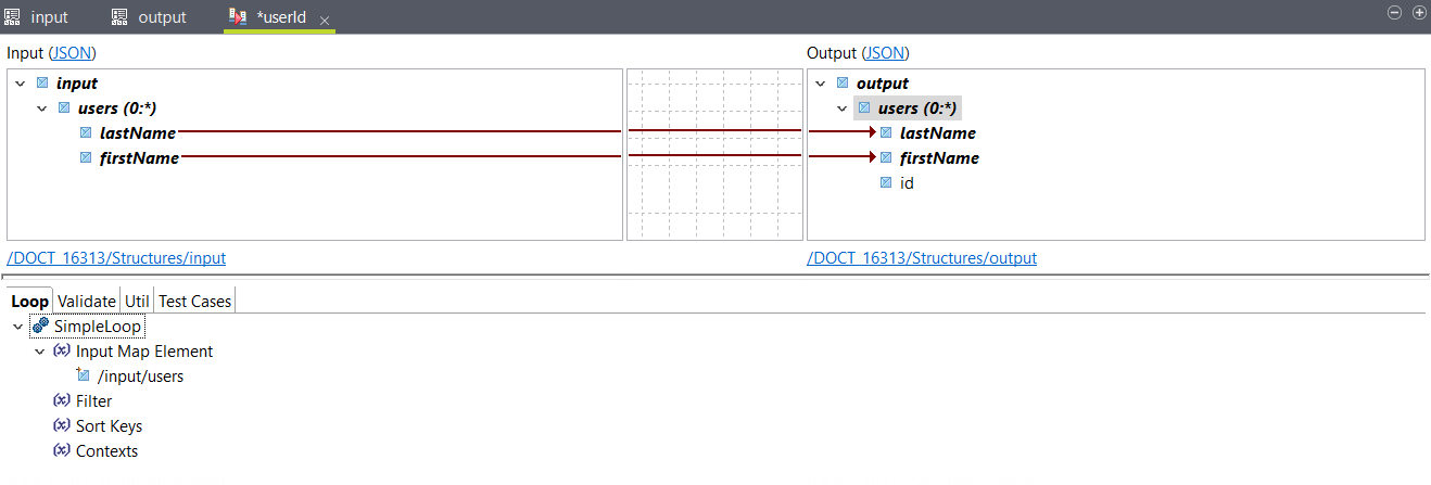 Input element for output map.