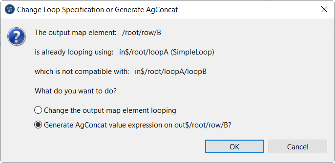Change Loop Specification or Generate AgConcat dialog box.