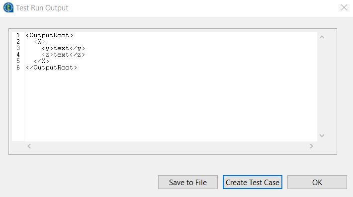 Test Run Output window.