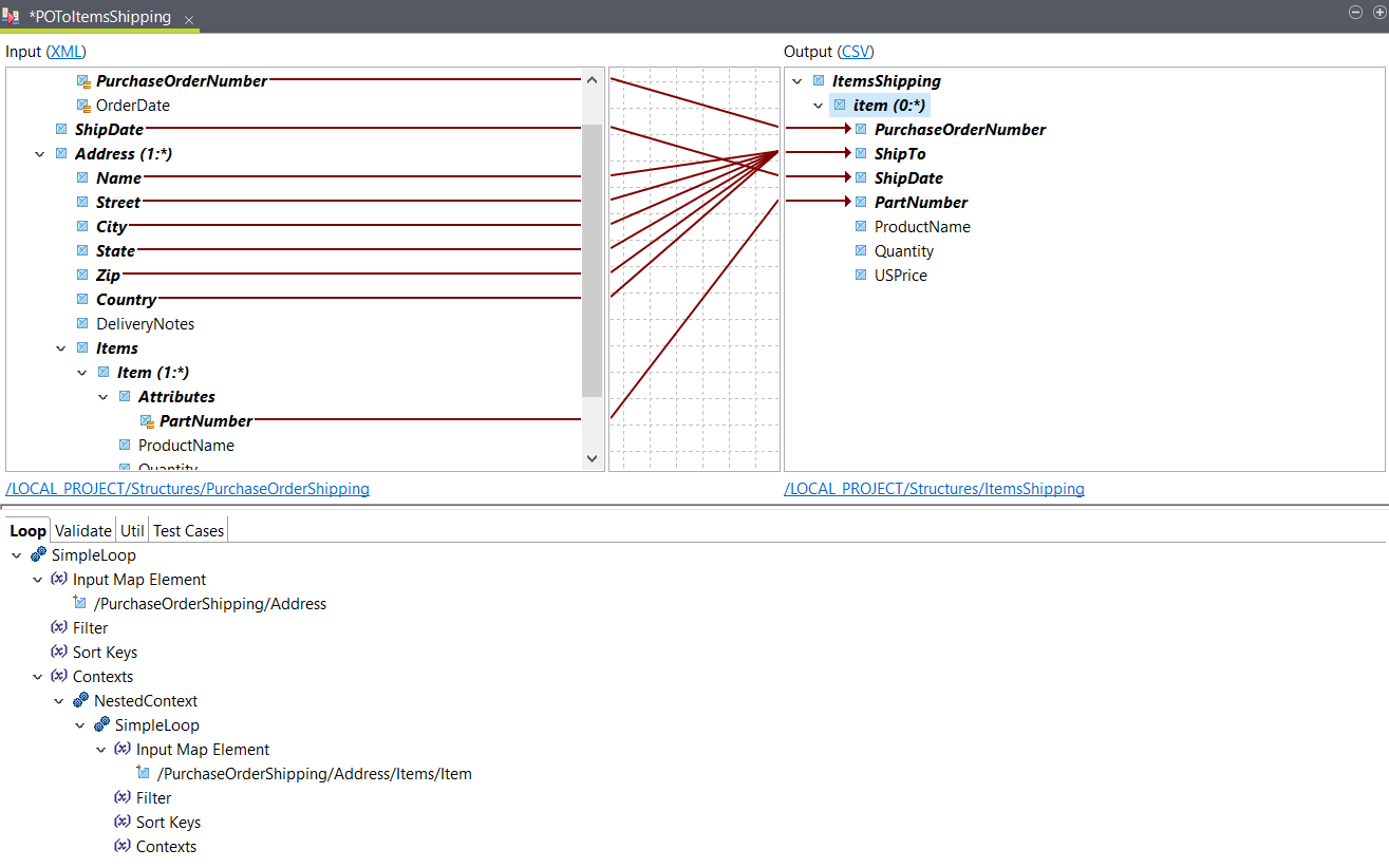 Context added to output item loop.