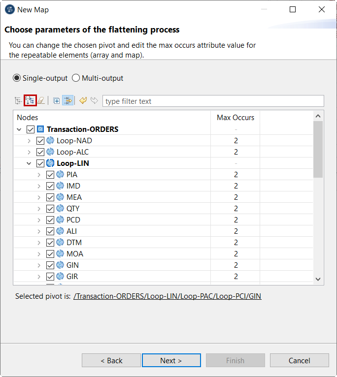 Choose parameters of the flattening process window.