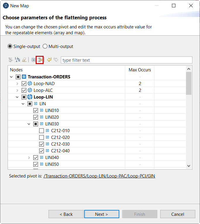 Choose parameters of the flattening process window.