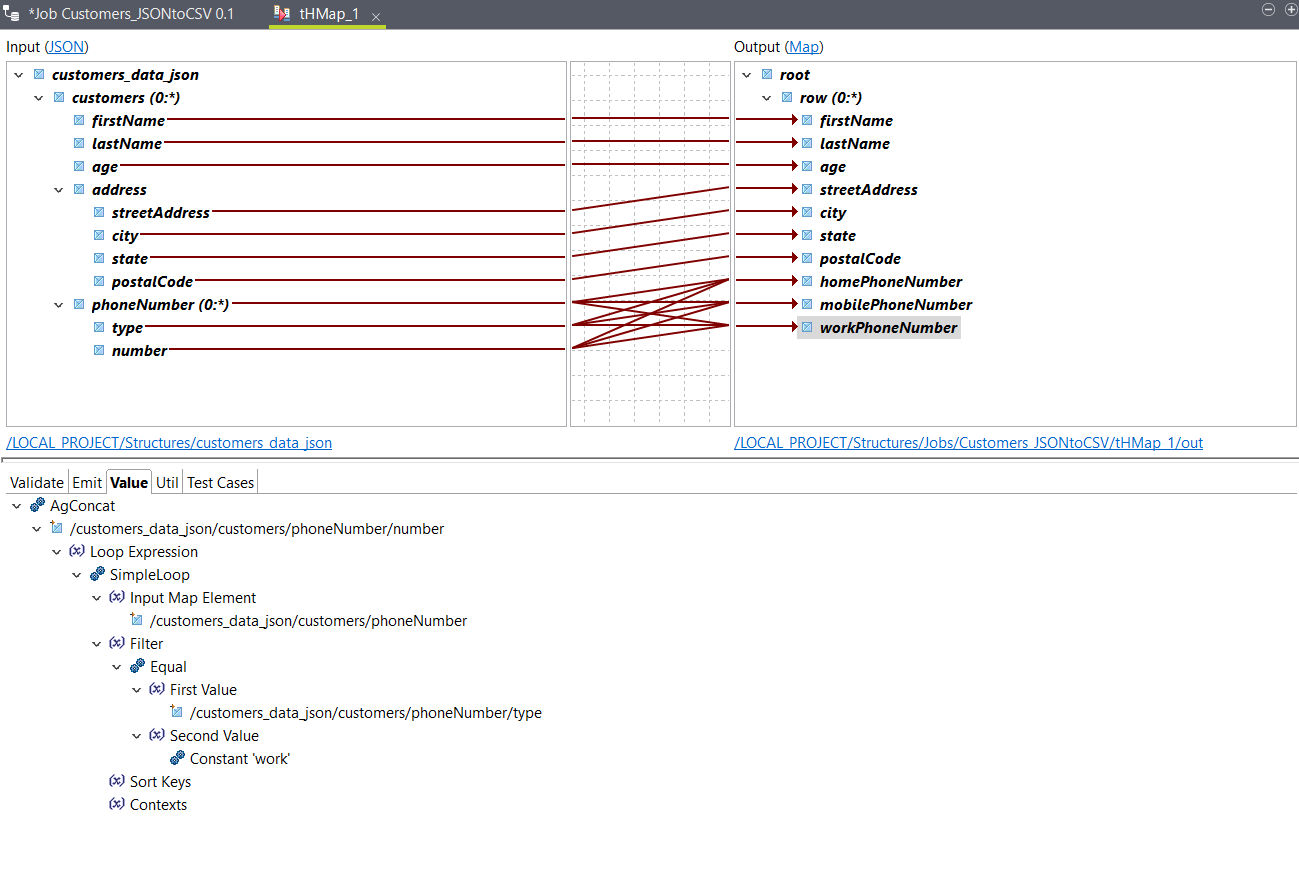Mapping of elements.