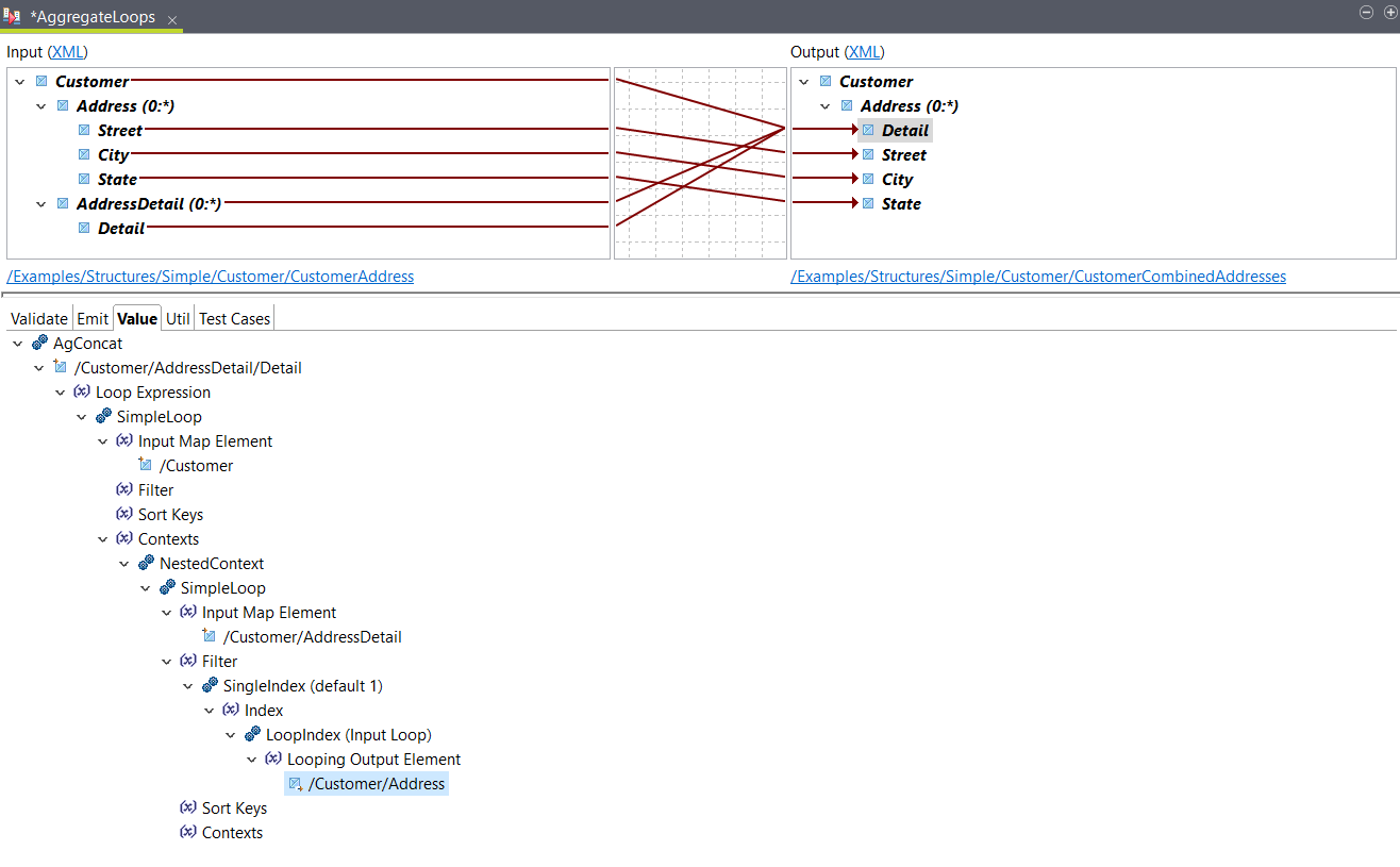Placement of the output Address element.