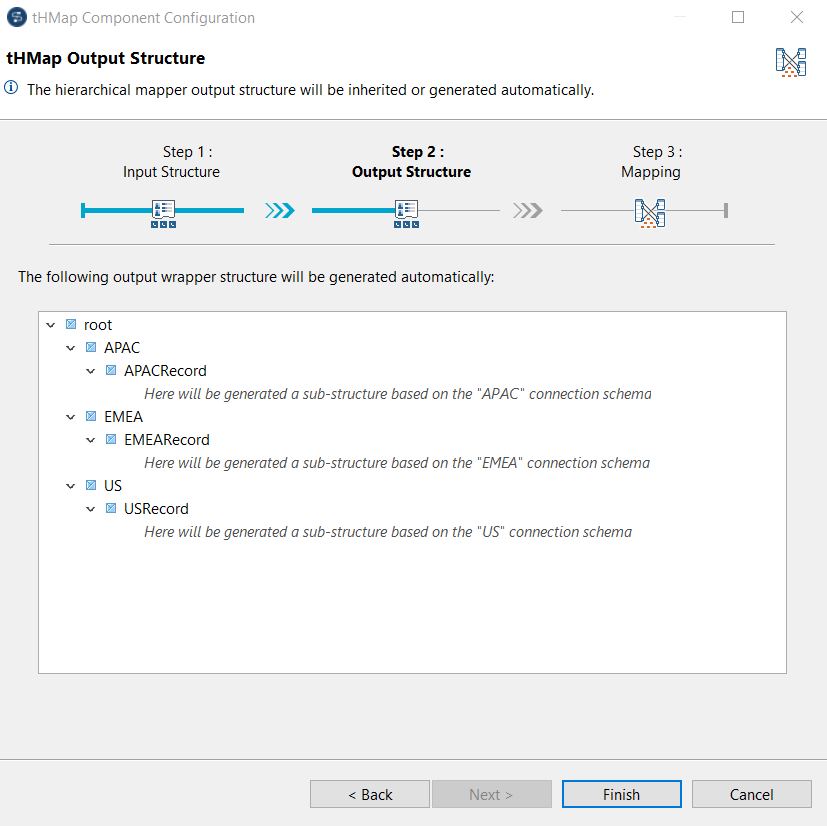 tHMap Output Structure window.