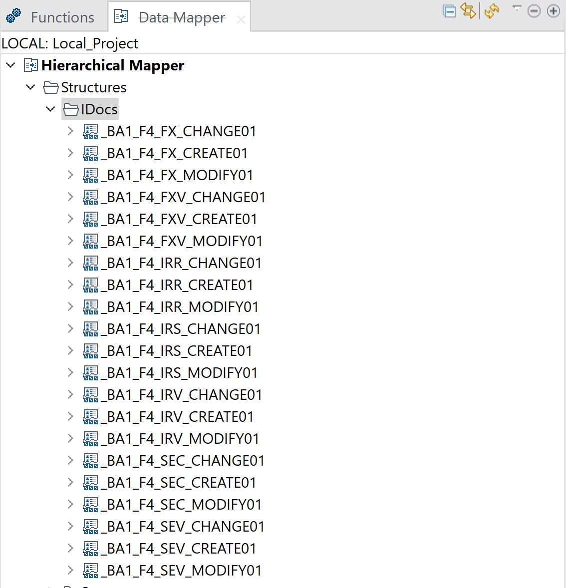 Structures are created in the selected folder.