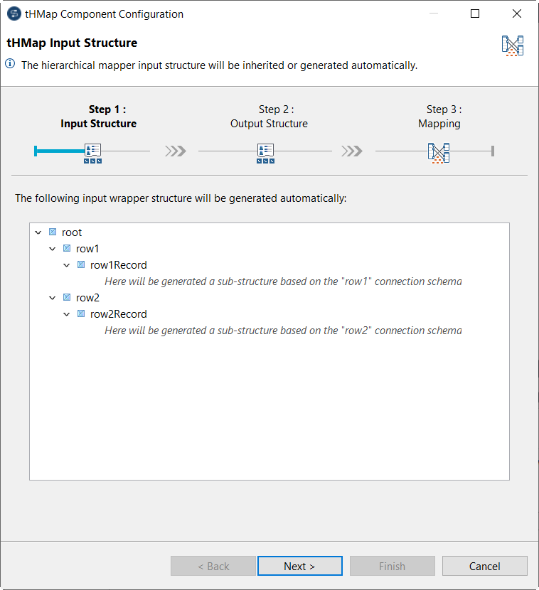 tHMap Component Configuration window.